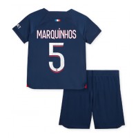 Echipament fotbal Paris Saint-Germain Marquinhos #5 Tricou Acasa 2023-24 pentru copii maneca scurta (+ Pantaloni scurti)